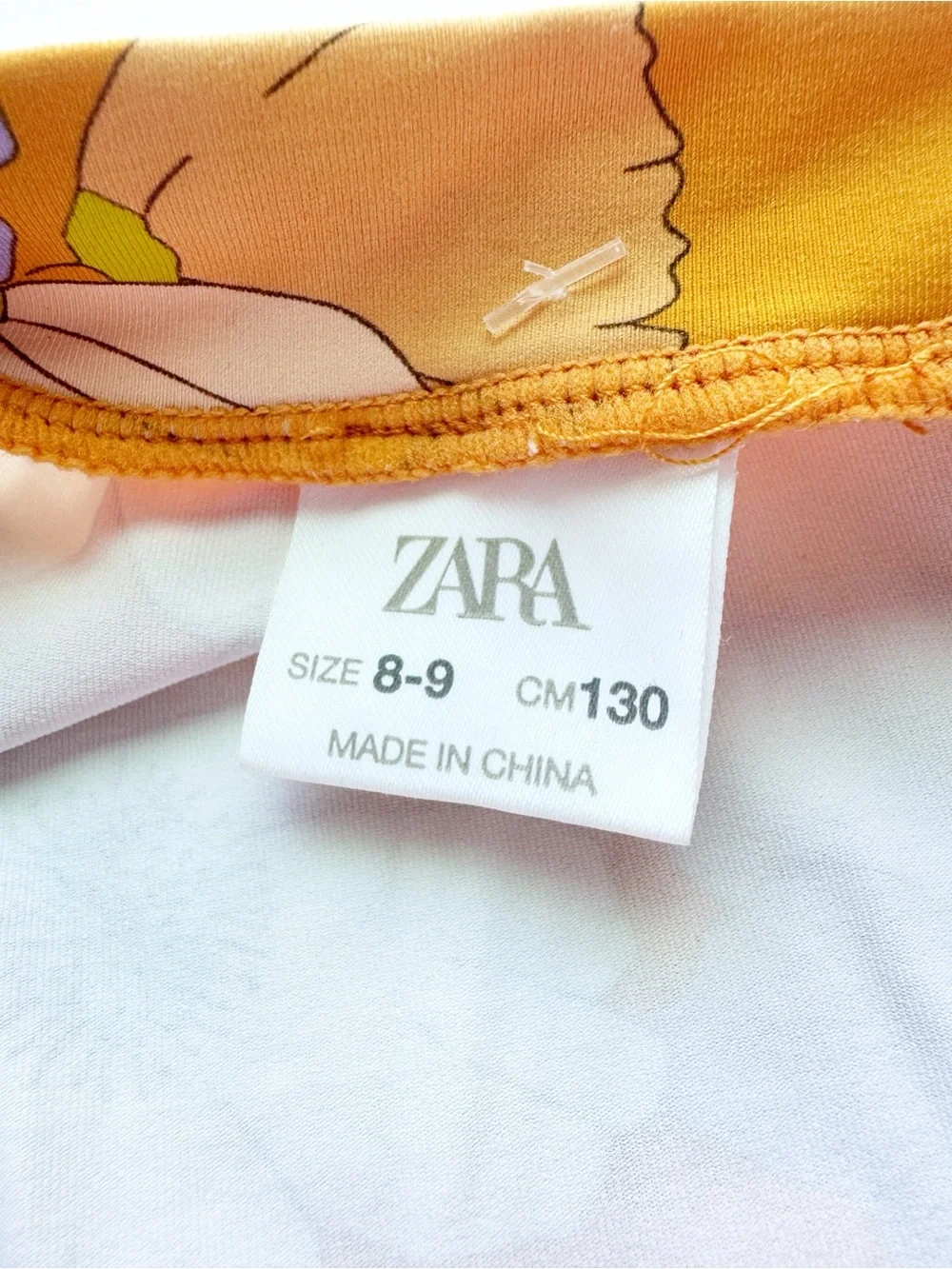 Zara Girl Long Sleeve Rash Guard in Orange Purple Floral Print size 8-9Y